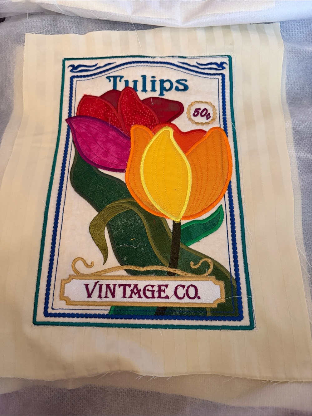 Tulip embroidery piece